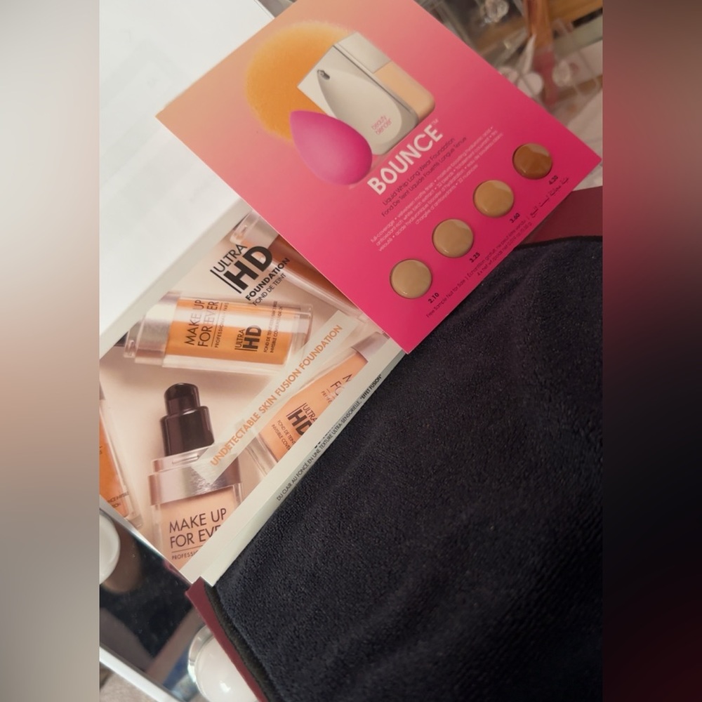 Makeup forever and beauty blender foundation card